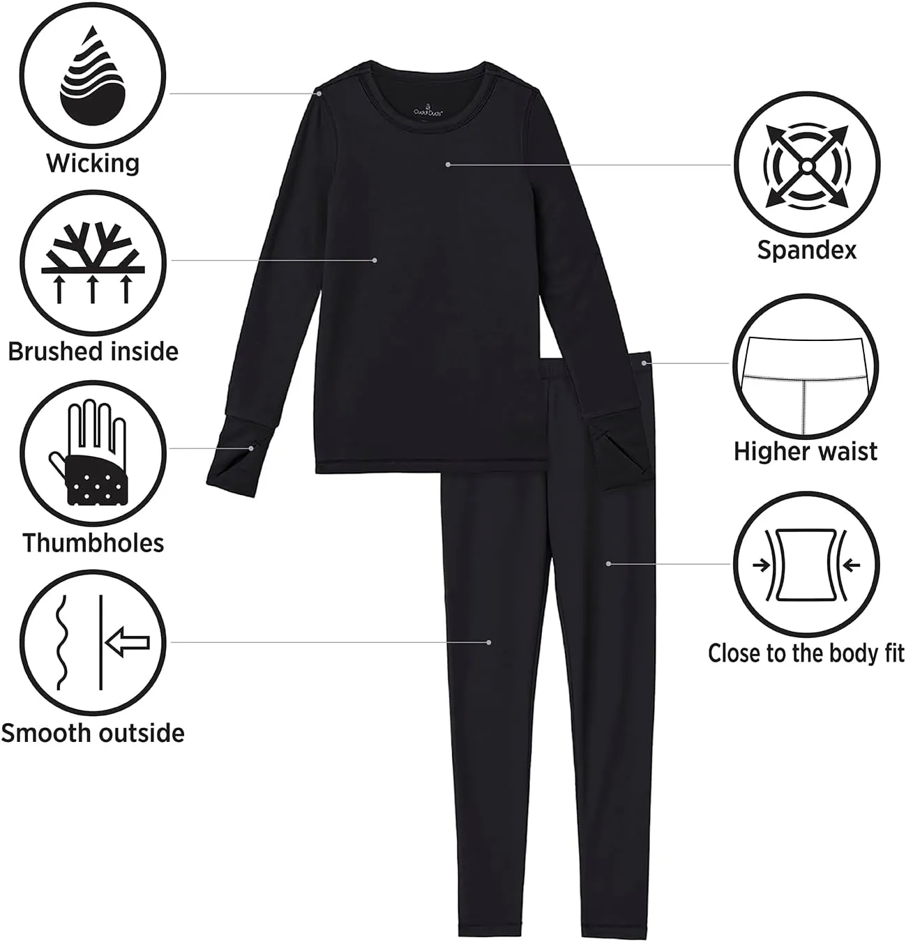 Cuddl Duds Girls Cold Weather Fleece-Lined Thermal Underwear 2-Piece Set - Kids Long Sleeve Top and Leggings Long Johns