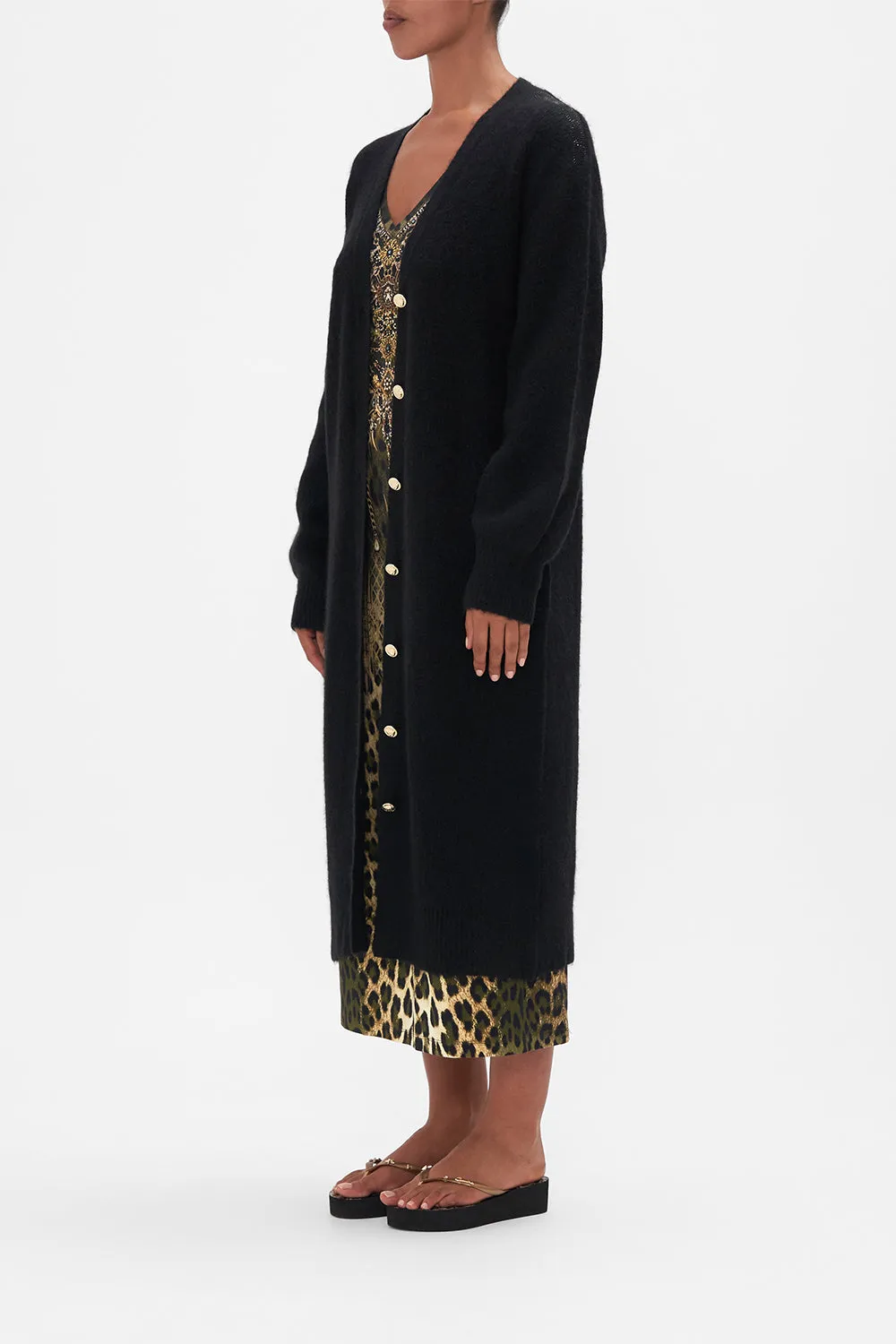 KNIT LONG COCOON CARDIGAN LIONS MANE