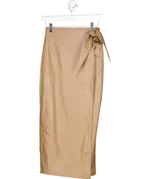 Lily & Lionel Beige Emily Pu Leather Wrap Skirt UK S