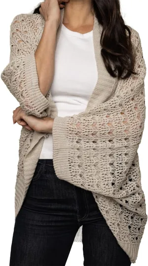 Open Weave Cocoon Shawl for Women, Cardigan Sweater, Lightweight Pashmina Shawl Wrap, Poncho Scarves for Women