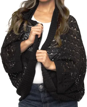Open Weave Cocoon Shawl for Women, Cardigan Sweater, Lightweight Pashmina Shawl Wrap, Poncho Scarves for Women