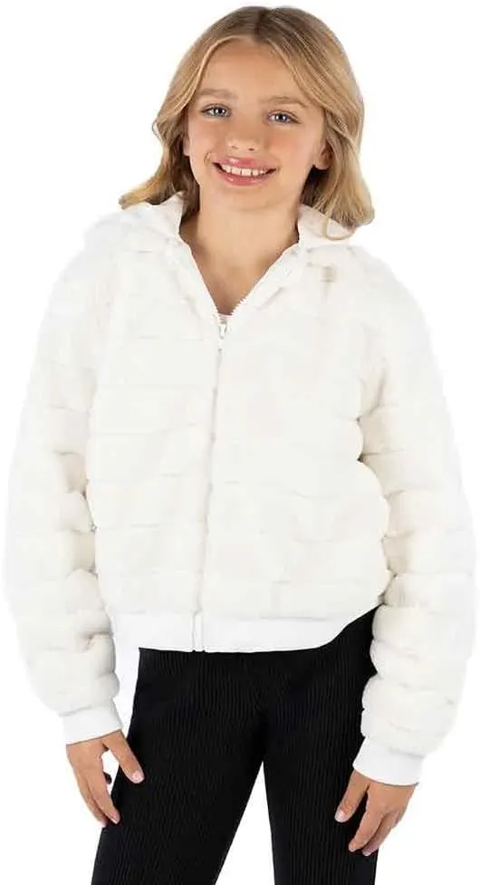 Speechless Girls' Long Sleeve Boxy Faux Fur Jacket