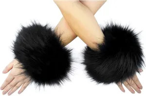 Tongcloud Women's Faux Fur Wrist Cuffs Wrist Warmers Faux Fur Arm Cuffs Winter Warm Warmers for Women Party Costumes Gifts