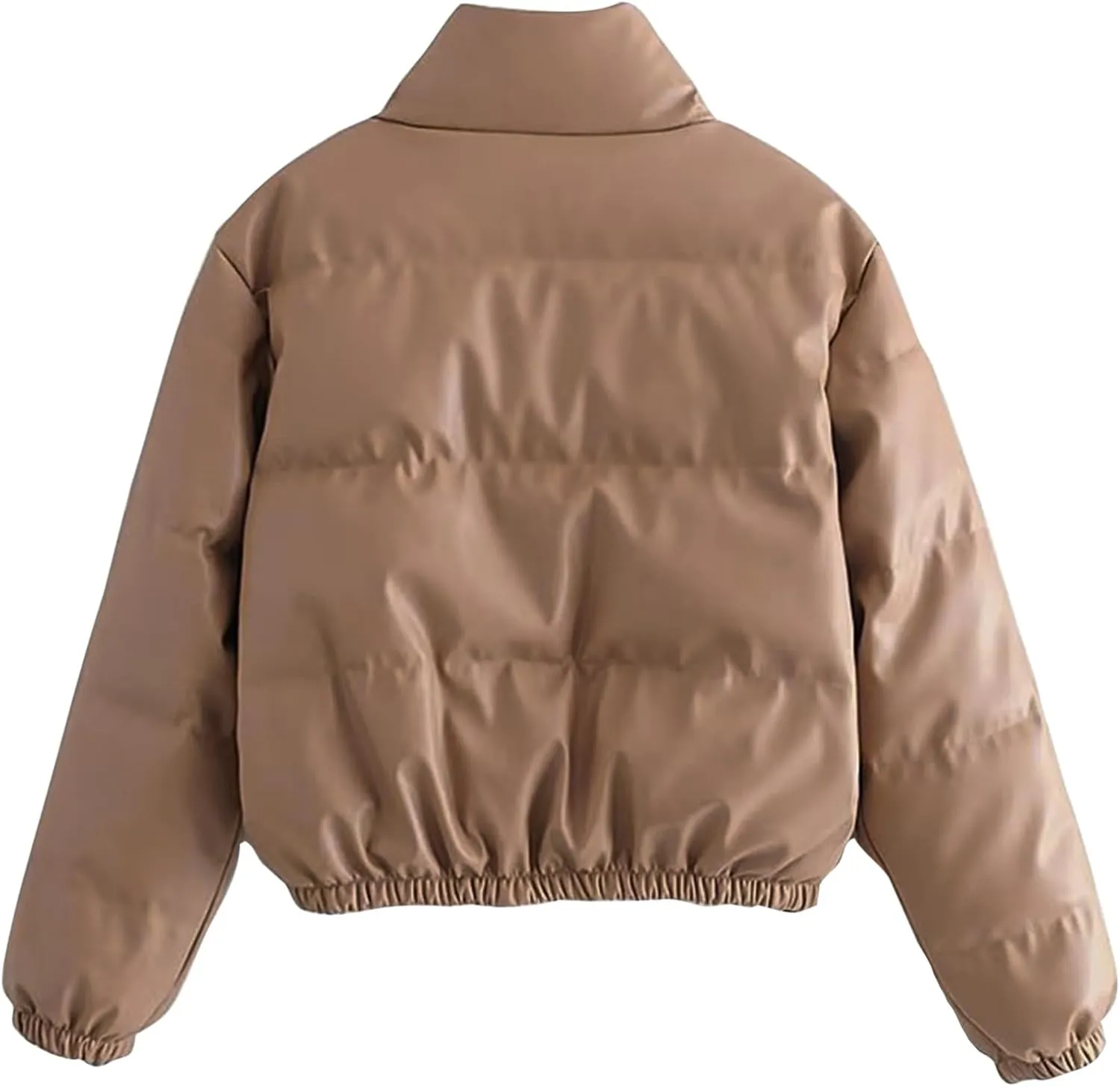 Women Cropped Puffer Jacket Winter Shiny Coat Parka Fashion Zip Up Short Bubble Padded Down Coats Fashion Y2k Outerwear