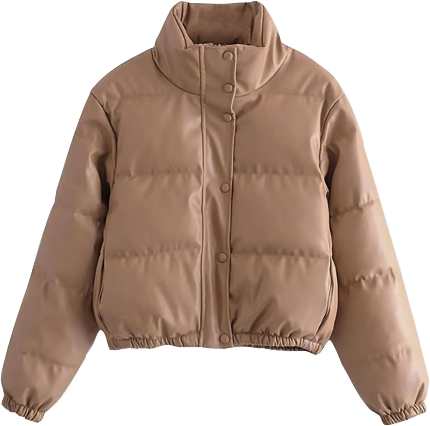 Women Cropped Puffer Jacket Winter Shiny Coat Parka Fashion Zip Up Short Bubble Padded Down Coats Fashion Y2k Outerwear
