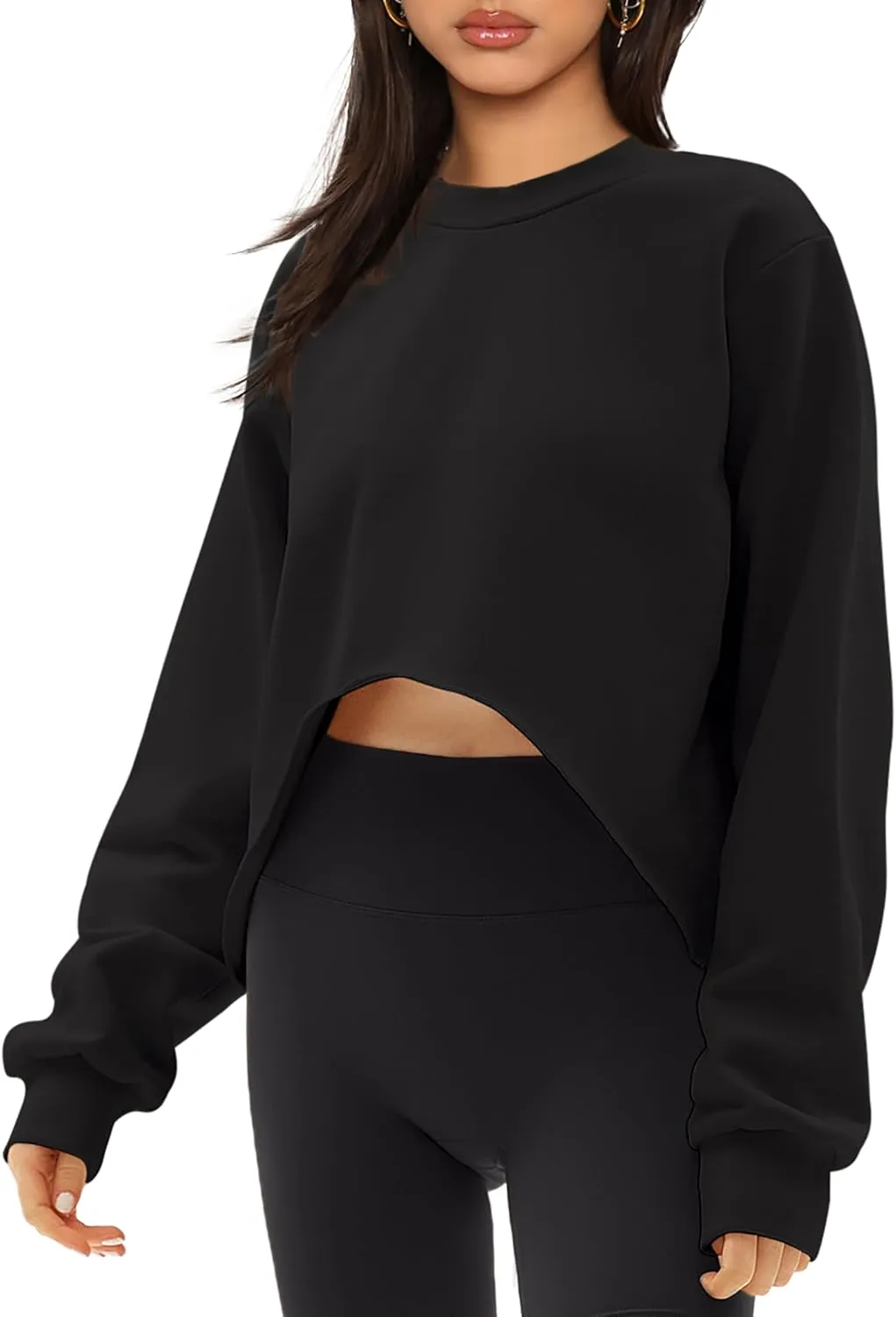 Women Cropped Sweatshirts Hoodie Pullover Long Sleeve Crop Top Spring Outfits 2025 Clothes