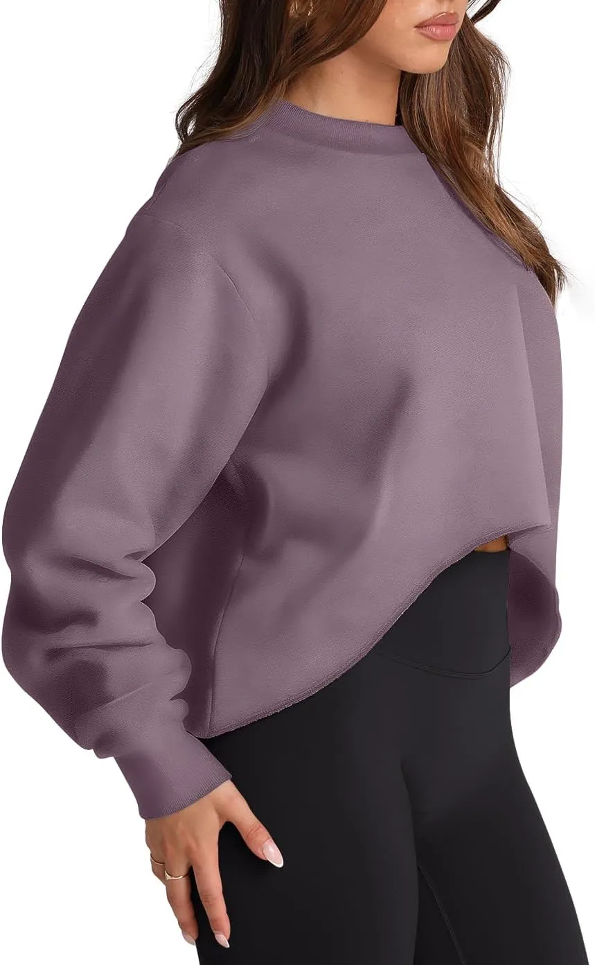 Women Cropped Sweatshirts Hoodie Pullover Long Sleeve Crop Top Spring Outfits 2025 Clothes