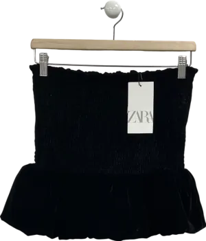 ZARA Black Velvet Bubble Skirt UK XS